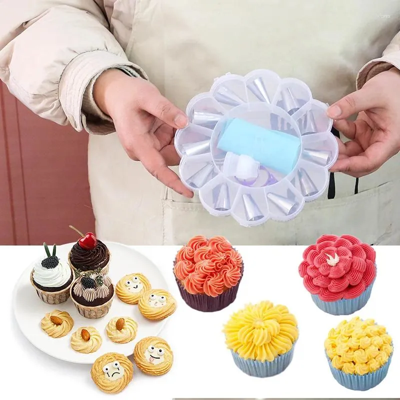 Bakningsverktyg Multifunktionell munstycke Cake Decorating Silicone Pastry Bag Rostfritt stål Återanvändbart kök