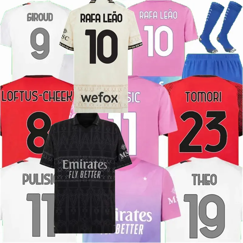 Player Fans 2023 2024 AC MILANS Soccer Jerseys PULISIC OKAFOR MUSAH CHUKWUEZE LOFTUS-CHEEK RAFA LEAO TOMORI GIROUD THEO REIJNDERS 23 24 football men kids shirt 4XL