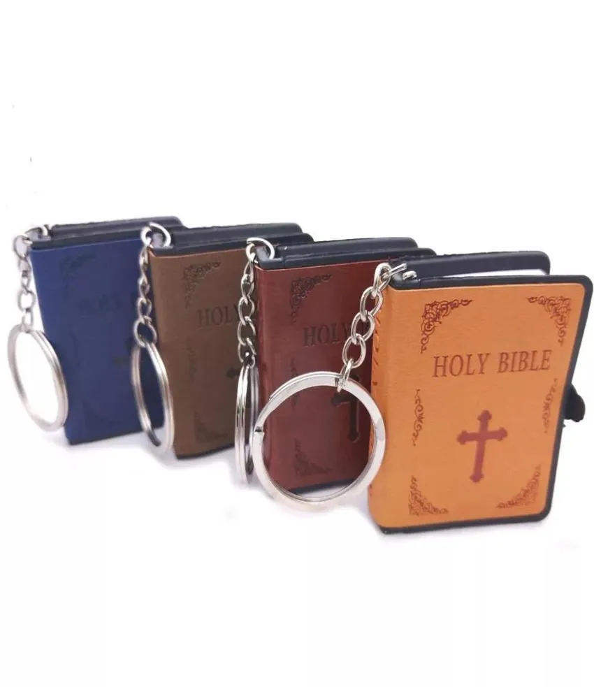 120pcslot Mini Leather Bible Keychains for Gifts 2020new019251742