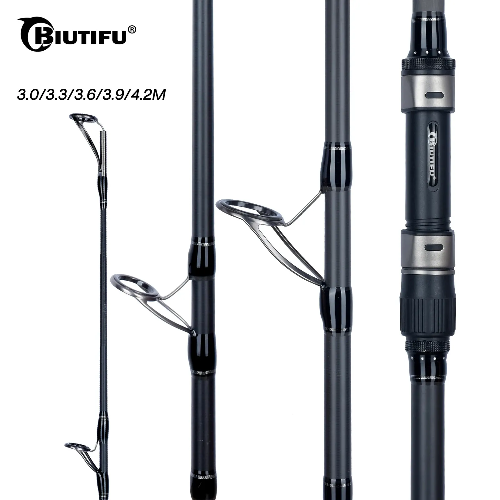 BIUTIFU BIGFISH Karpfen-Angelrute, 4,5/4,2/3,9/3,6/3,0 m, T800-Kohlenstoff, 3,5 lb, Werfen, 40–200 g, Reisen, Surfcasting, Spinnen, harte Stange, 240125