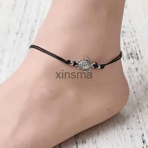 Anklets Boho Justerbar ankel antik havssköldpadda djur charmpärlor kedja anklet kvinnor sommar strand sandaler ankel armband yq240208