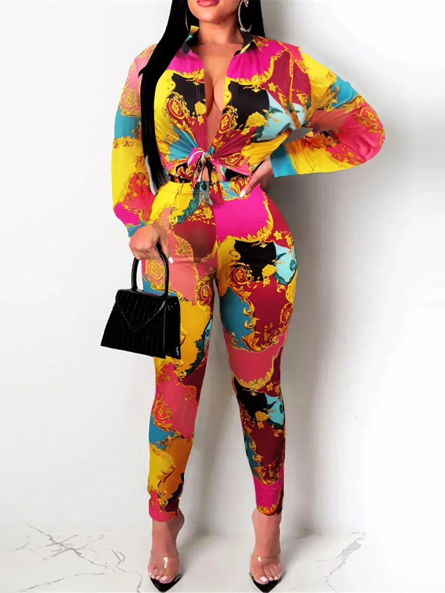 Two Piece Long Sleeve Floral Pant Suits main image 1