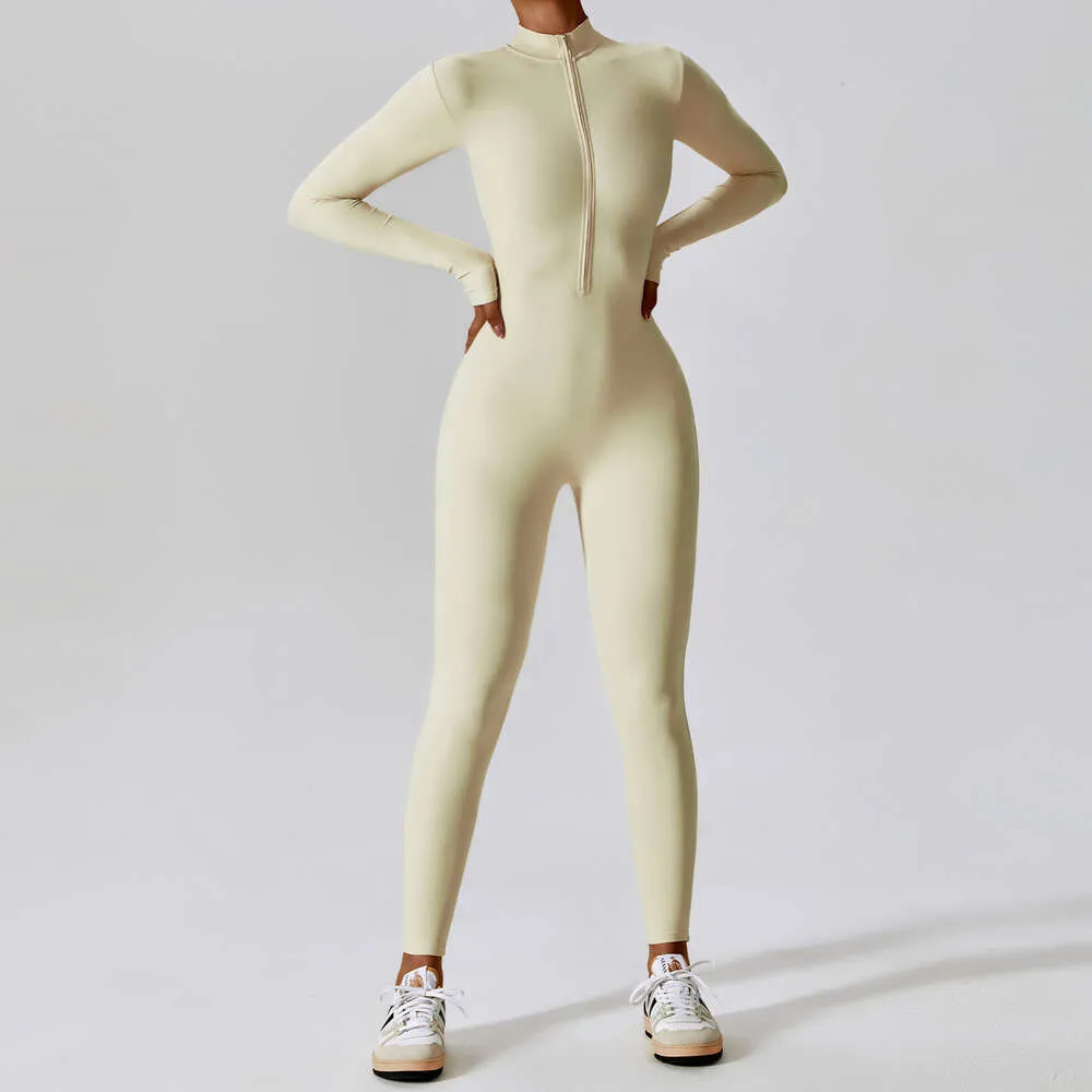 Lu Align MODITIN Dames Gym Set Fitness Jumpsuit Lange mouw Rits Tops Legging Een stuk Nieuwe collectie Workout Wear Citroen LL Jogger Lu-08 2024