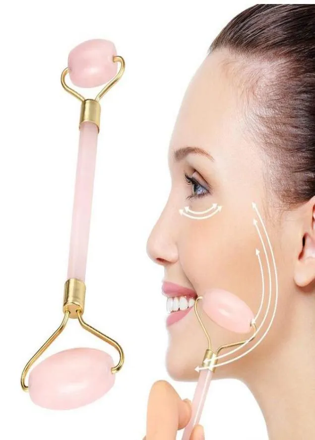 Novo massageador de rolo rosa terapia de rolo facial natural quartzo rosa ferramentas de emagrecimento para rosto pele pescoço olho corpo massage6625624