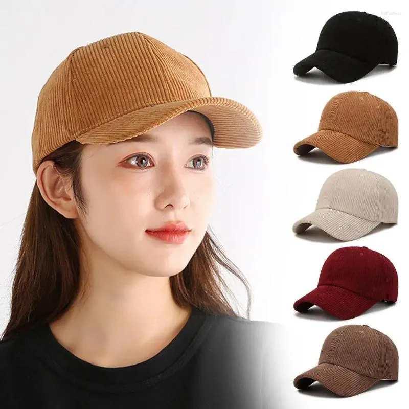 Visières printemps automne casquette de Baseball en velours côtelé pour femmes hommes unisexe Vintage solide chapeau de relance Sport hiver réglable Trucke K1H7