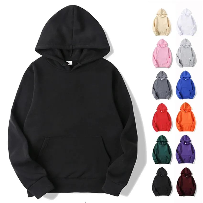 Blank Fleece Pullover Hoodie Men Fashion Hooded Sweatshirt Unisex Black White Hoodies For Sudaderas Para Hombres Polerones 240131