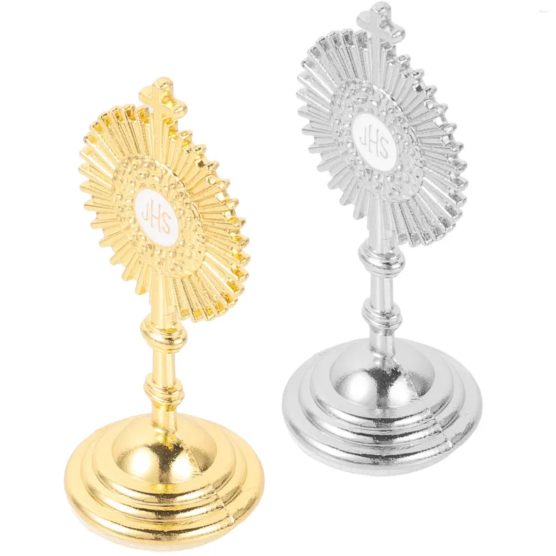 Candle Holders 2 Pcs Cross Ornament Decoration For Living Room Delicate Metal Craft Accessories Bedrooms Desktop Adornment Small Zinc Alloy