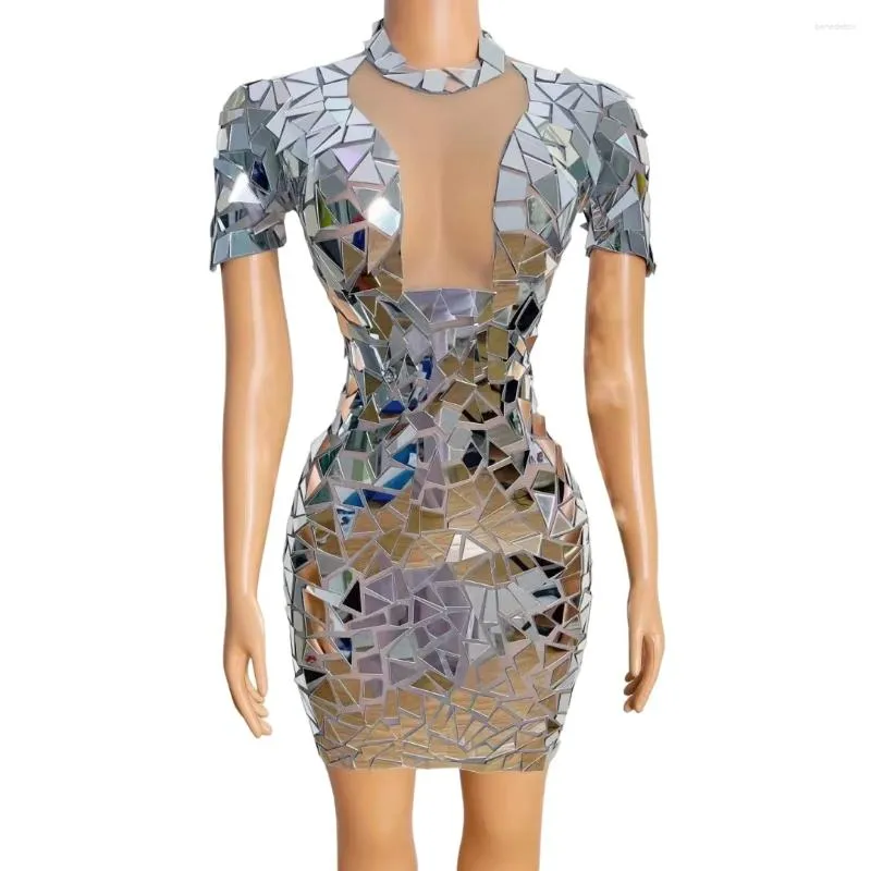 Stage Wear Mesh Stretch Spandex Short Sleeve Dress for Women Size S Belly  Dancing Costume