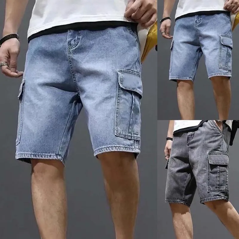 Jeans da uomo Pantaloncini di jeans tinta unita estivi Versione coreana dei pantaloni medi di tendenza Memory Foam sportivo Natale da uomo