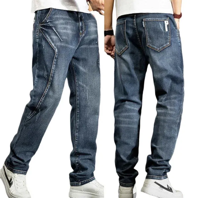 Men Jeans Loose Baggy Denim Pants Cargo Trousers Patchwork Casual Size 2844 240124