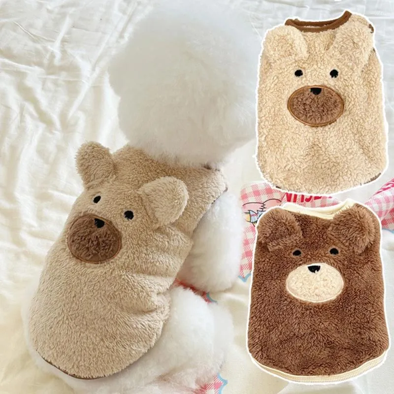 Dog Apparel Plush Cozy Pet Sweaters Vest Clothes Bear Puppy Teddy Autumn Winter Warm Costume Supplies Accessories