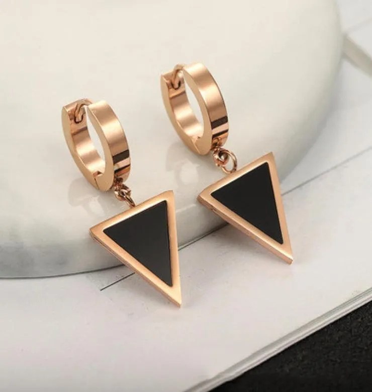 Triangle noir acrylique rond gâteau pendentif boucles d'oreilles ajouré anneau boucles d'oreilles exagéré carré trèfle Double boucles d'oreilles6249706