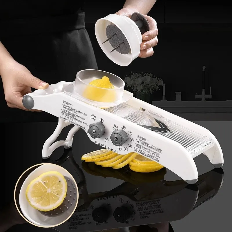 野菜のスライサー多機能フルーツポテトカッターバスケット付きの