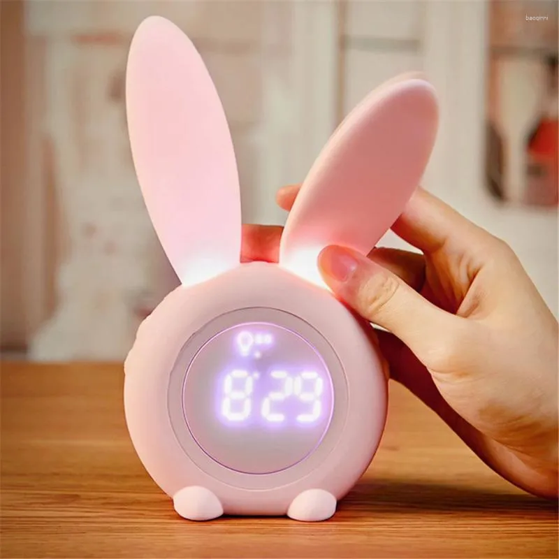 Horloges de table Réveil pour enfants Contrôle du son pour enfants avec veilleuse Musique Voix Snooze Sommeil pour les filles
