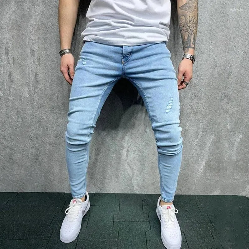 Männer Jeans Frühling Männer Einfache Stil Löcher Dünne Bleistift Hosen Mode Männliche Beiläufige Dünne Jogging Denim Hosen Für