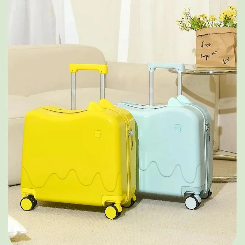 Suitcases Suitcase Set 18 Inch Kids Luggage Bag Carry On With Wheels 3D Cartoon Children Portable Rideable Bags