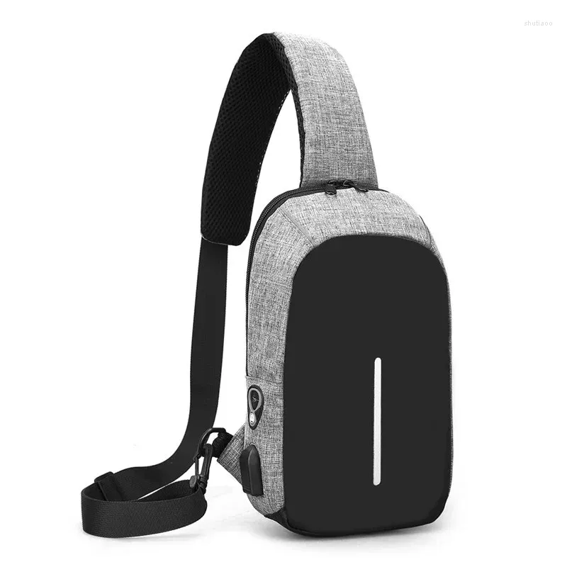 Heuptassen Heren Borst Mannelijke Multifunctionele Casual Crossbody Tas Audiolijn USB Opladen Antidiefstal Messenger SD-013