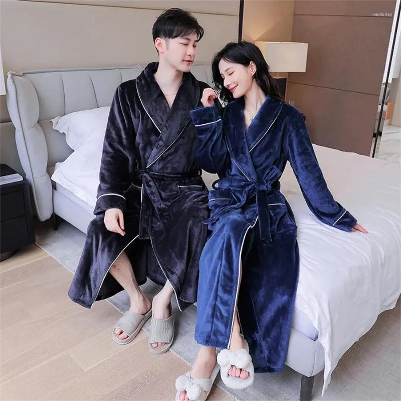 Damska odzież sutowa zima ciepła kilka nocnych sukienki Kimono prysznic szlafroki mężczyźni szlafrok gęsta flanelowa szlafrok odzież domowa piżama