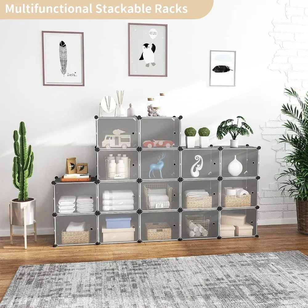 Shoe Rack Organizer with Door 48 Pairs Storage Cabinet Easy Assembly Plastic Adjustable Stackable Detachable 240130