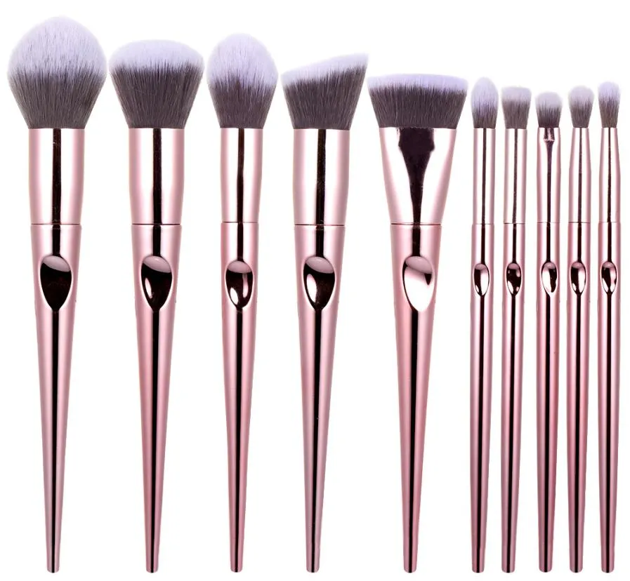 10pcs forme unique bosse poignée pinceaux de maquillage ensemble fond de teint mélange blush visage brosse fard à paupières sourcils correcteur pinceaux Kit9228876