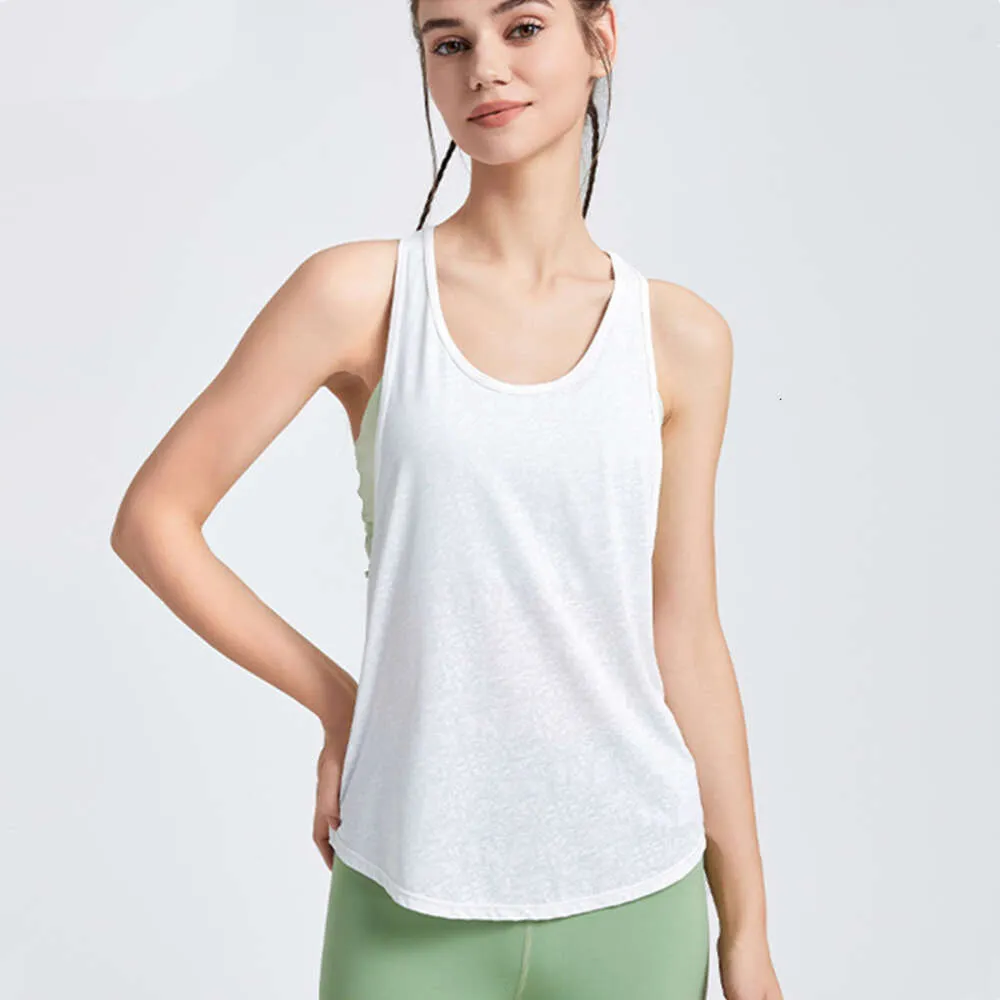 LUアライン女性Tシャツ夏季袖の薄いルーズシャツジャキュードスポーツベストアウトドアジムフィットネスタンクトップ