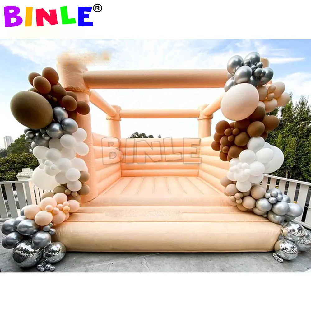 wholesale Peach Inflatable Bounce House White Jumping Castle Wedding Bouncer Jumper Kids Pastel Line colors 001