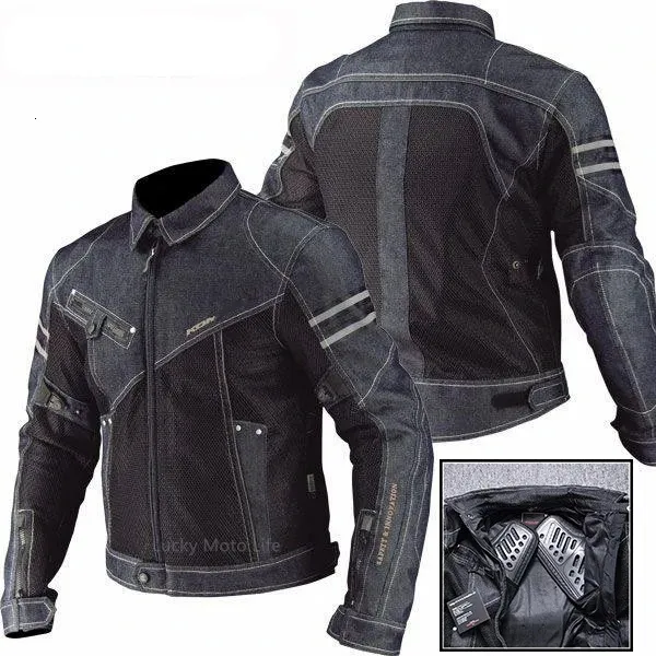 Jk006 jaqueta primavera respirável denim malha corrida passeio de alto desempenho resistência à queda roupas motocicleta jaqueta 240202