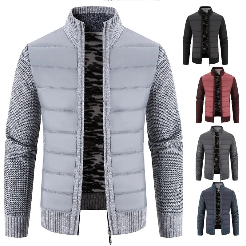 Men Knitted Jacket Zip Sweater Coat Fleece Baseball Jumper Korean Thick Warm Sports Jackets Male Cardigan Golf Windbreaker 240130