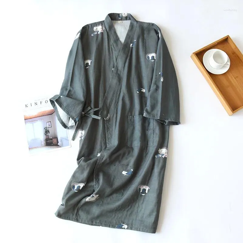Dames nachtkleding Japanse kimono gewaad Pyjama voor dames Puur katoen Gaas Huiskleding Lange mouwen Slaapbodems Dames lange gewaden Tops