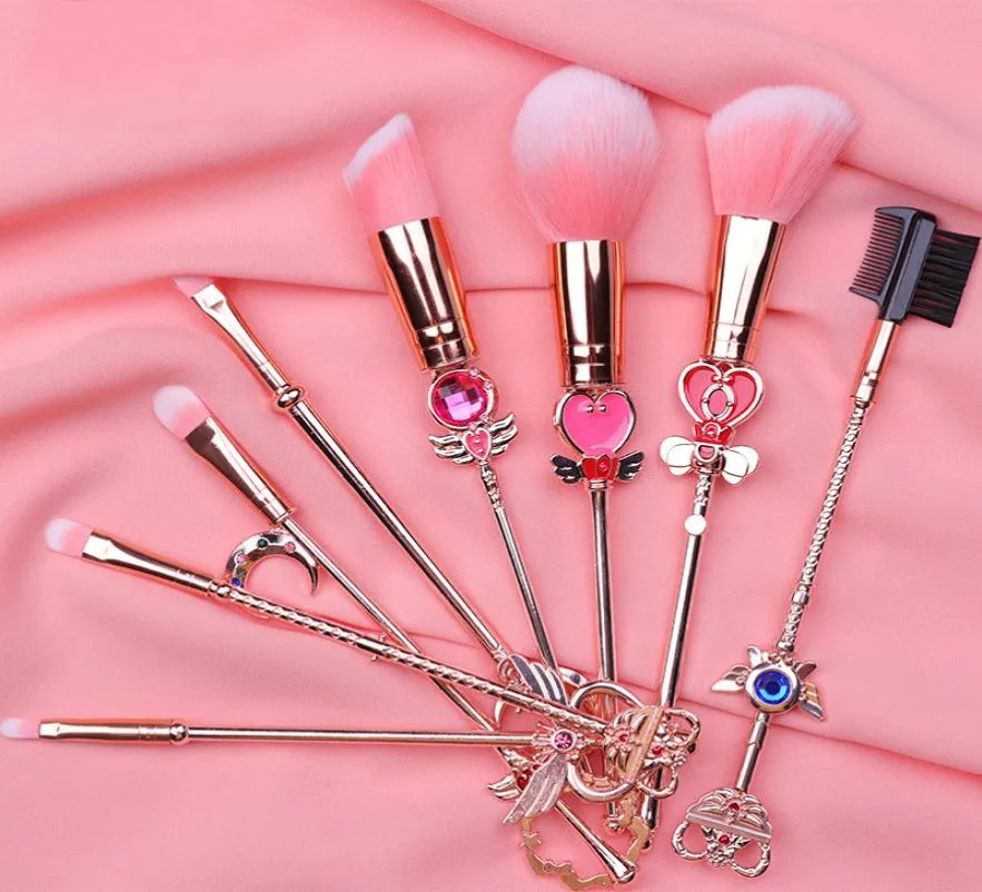 Ensemble de pinceaux de maquillage rose, ombre à paupières, outils de beauté mignons, pinceaux de maquillage, 8 ensembles, 5102661