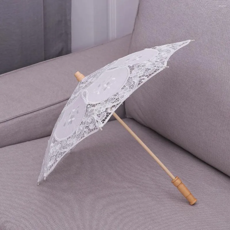 우산 선물 수제 면화 우산 포지시 소품은 방수 고전 레이스 흰색 신부가 아닙니다.