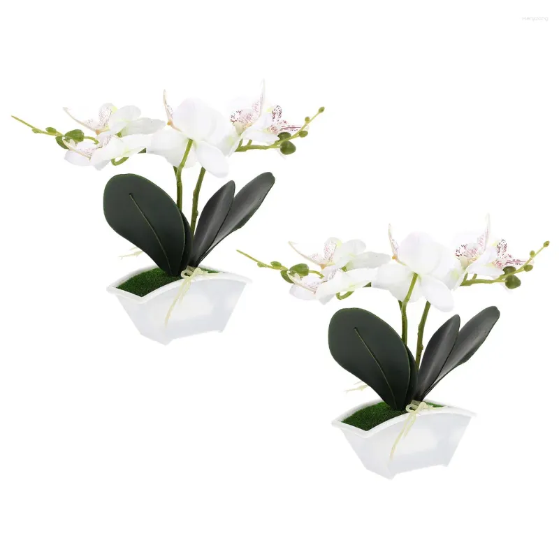 Fleurs décoratives 2 pièces Simulation Phalaenopsis plante artificielle ornements fleurs en pot plantes ornement Faux en