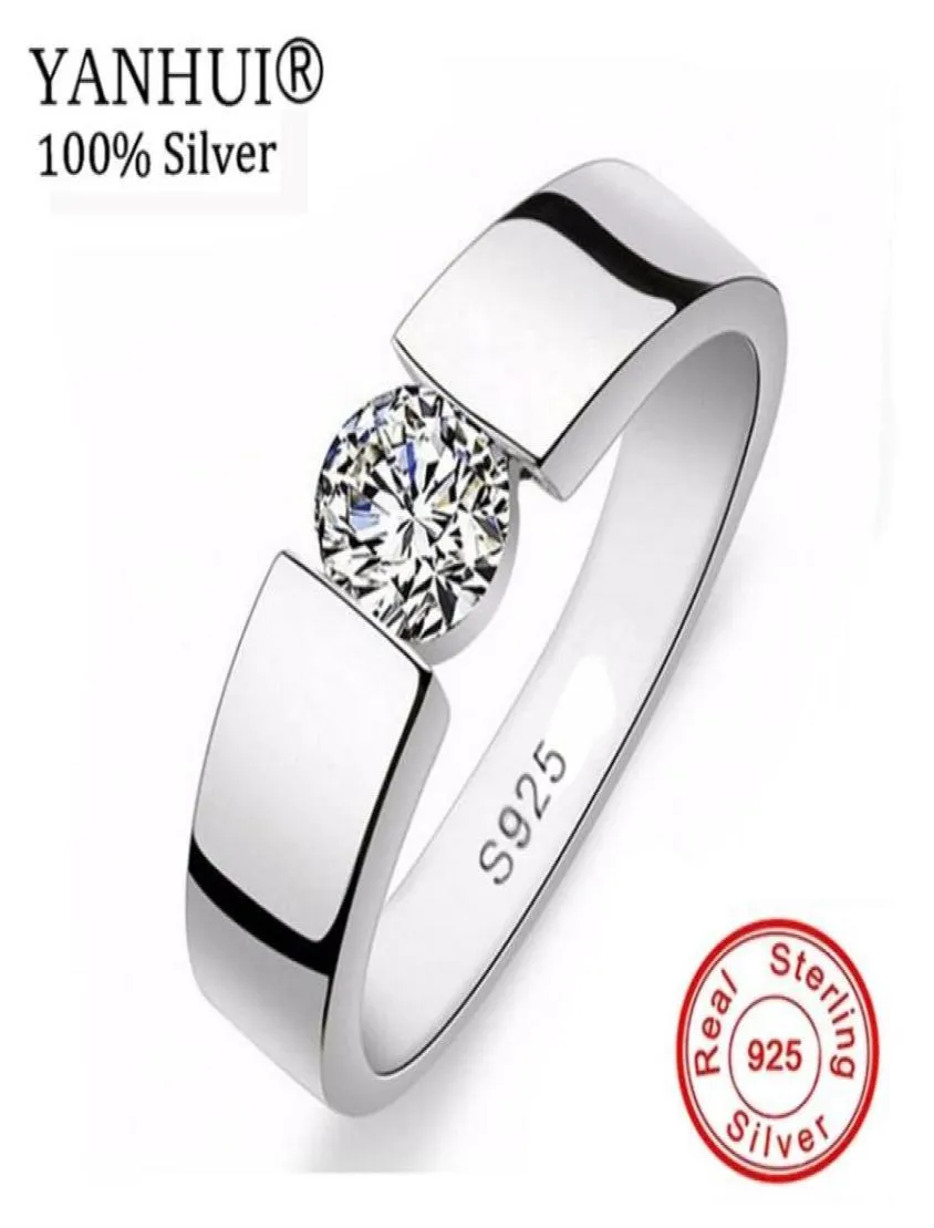 Yanhui masculino jóias de casamento 100 925 prata esterlina anel conjunto 1 quilates sona cz diamante anel de noivado tamanho do anel 6 11 yrd10 y189126968252