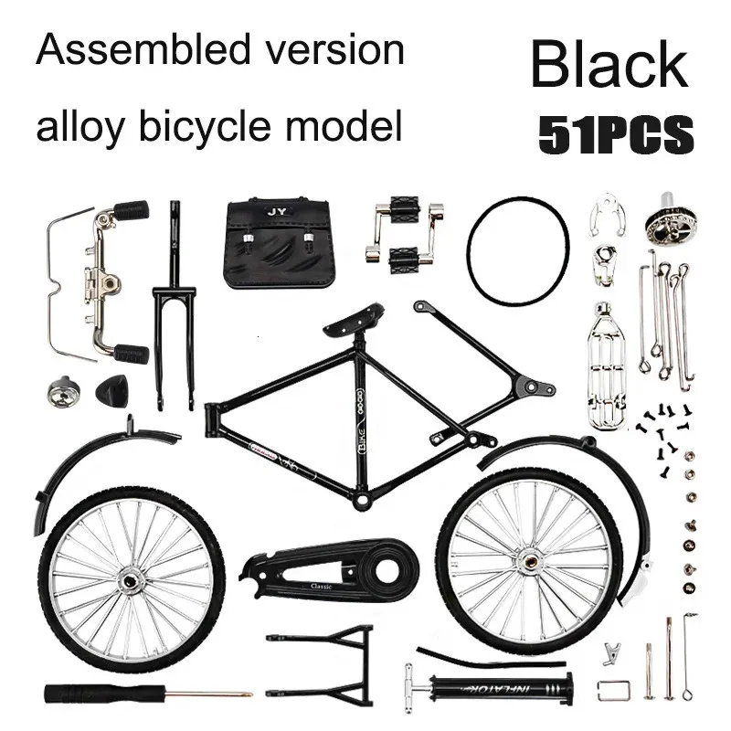 DIY Retro Bicicleta Modelo Adorno Aleación Metal Mini Bicicleta Deslizante Versión Ensamblada Colección Regalos Juguetes Para Niños Adultos Niños 240125