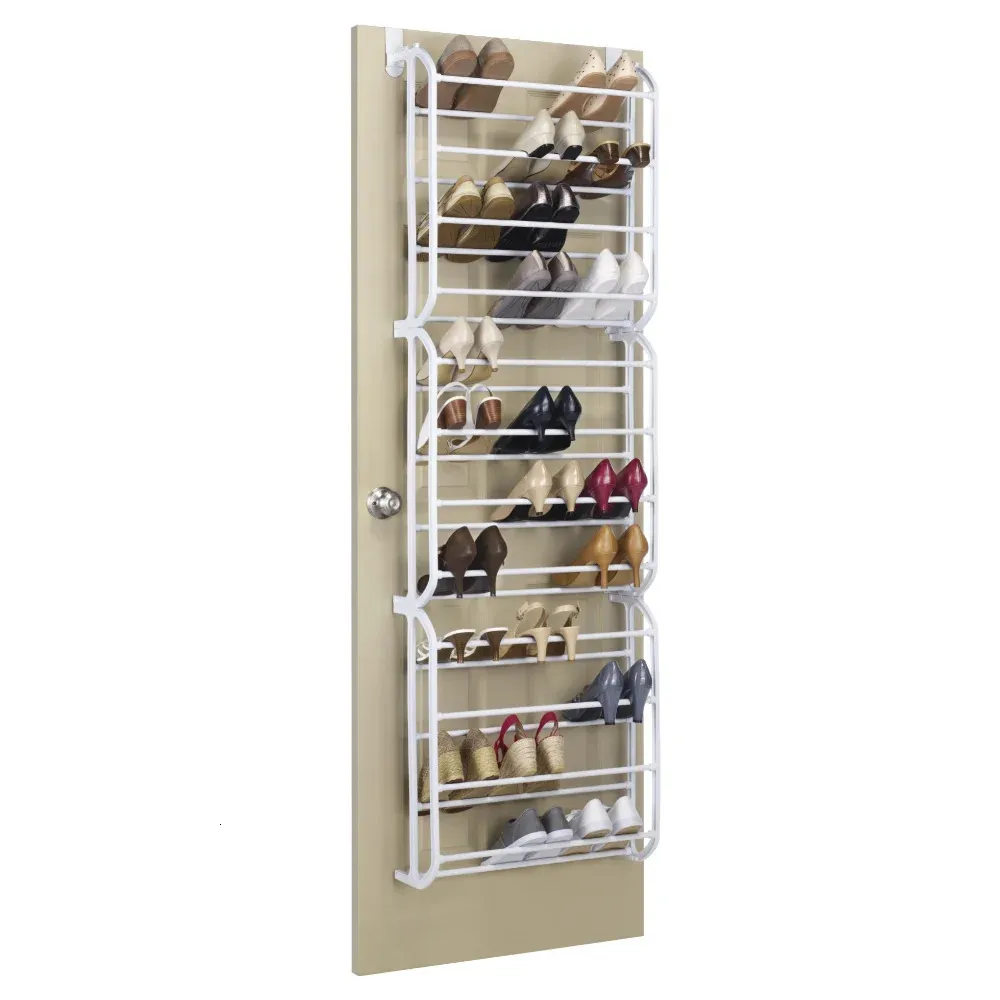 Whitmor 12-Tier 36-Pair Over-the-Door Shoe Rack Bamboo White 240130 ...