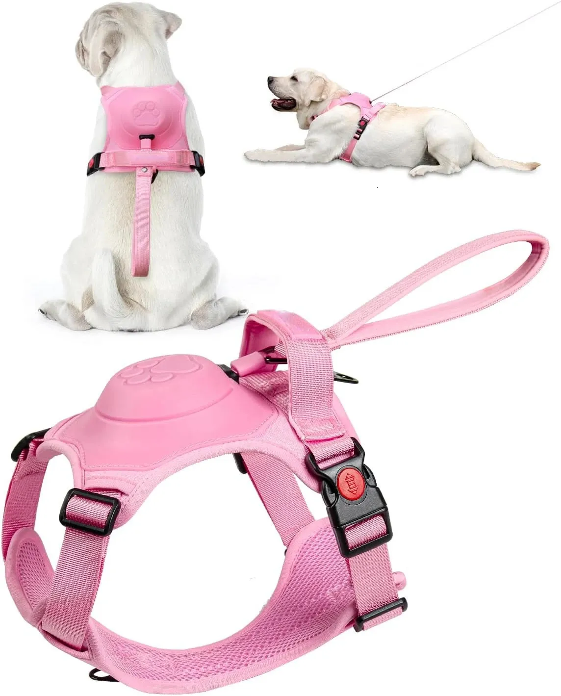 Atuban Dog Harness för medelstora hundar utan skakning för hundar med inbyggd utdragbar koppel tungt framklippt hund Harness 240125