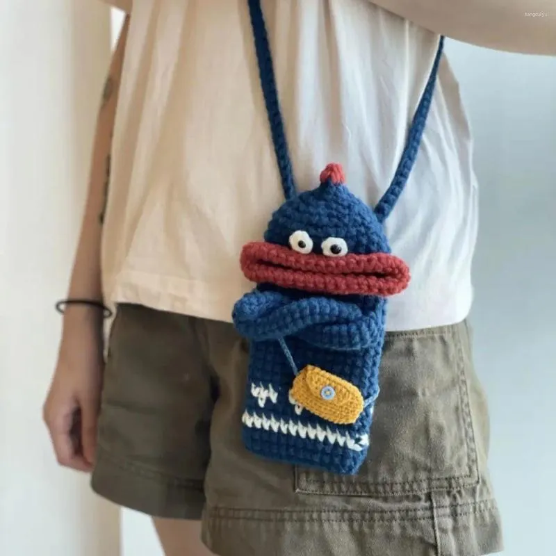 Waist Bags DIY Hand Woven Bag Wool Material Finished Sausage Mouth Mobile Phone Messenger For Girlfriend