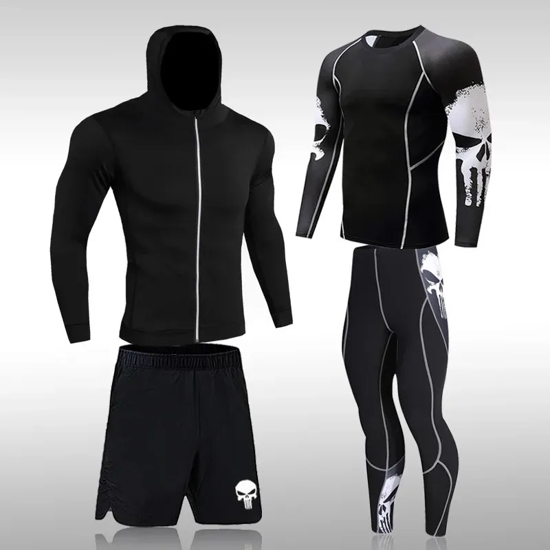 Mens Compression Sportswear Suits Gym Tights Training Clothes Workout Jogging Sport Set Running RashGuard Tracksuit For Men 240129