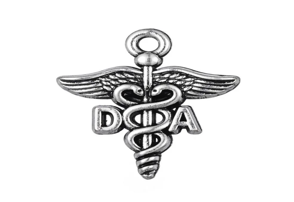 Whole Antique Silver Color Alloy DA Medical Charms Profession Caduceus Charm 50pcs 1822mm AAC15385556522