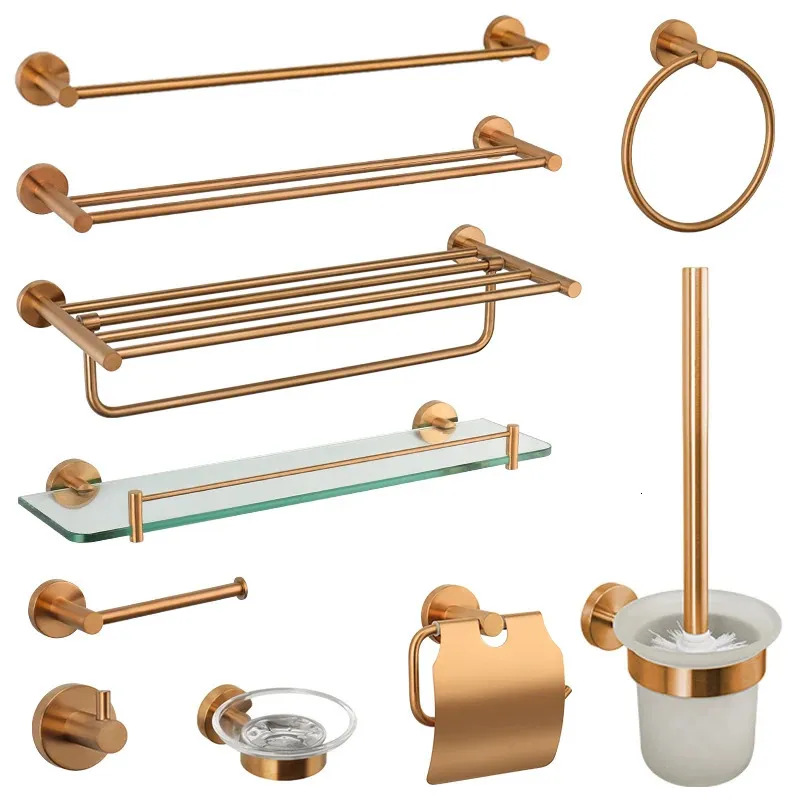 Rose Gold Bathroom Hardware 304 Stainless Steel Towel Rack Toilet Paper Holder Soap Holder Towel Bar Toilet Accessories 240118