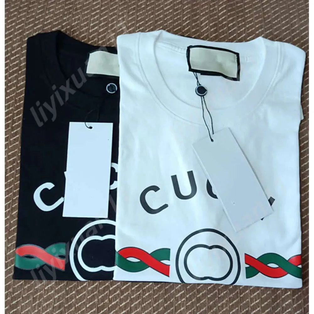 고급 버전 이탈리아 패션 GG 남자 티셔츠 탑 여름 여성 GG 레터 인쇄 럭셔리 브랜드 셔츠 셔츠 남자와 여자 고품질 Qucci Casual Cotton Tees 9785