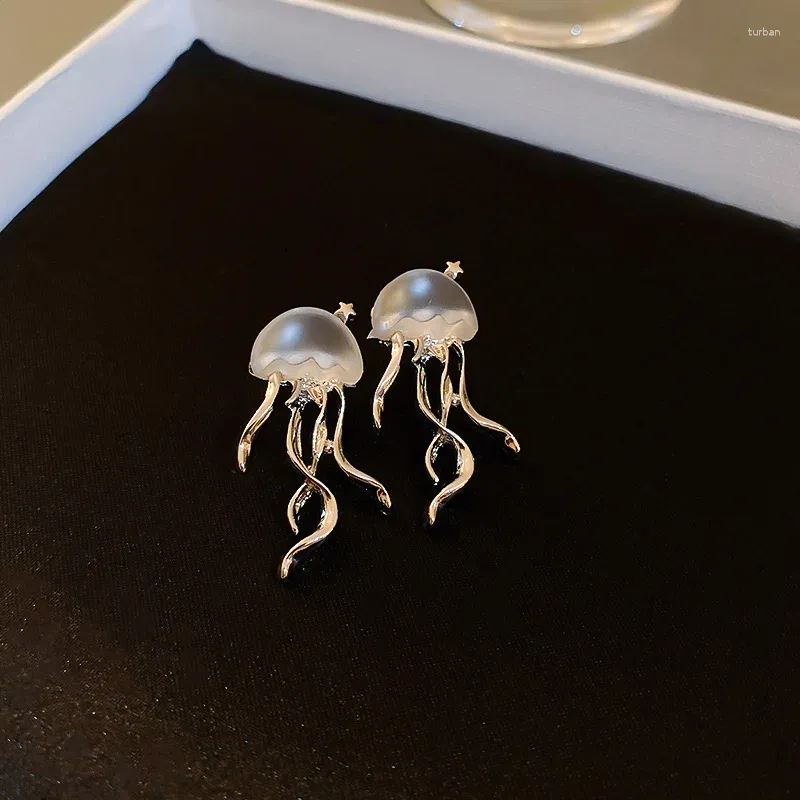 Stud Earrings Silver Needle South Korea's Jellyfish Fashion Creative Design Sense Niche Cold Wind For Women Jewelry.
