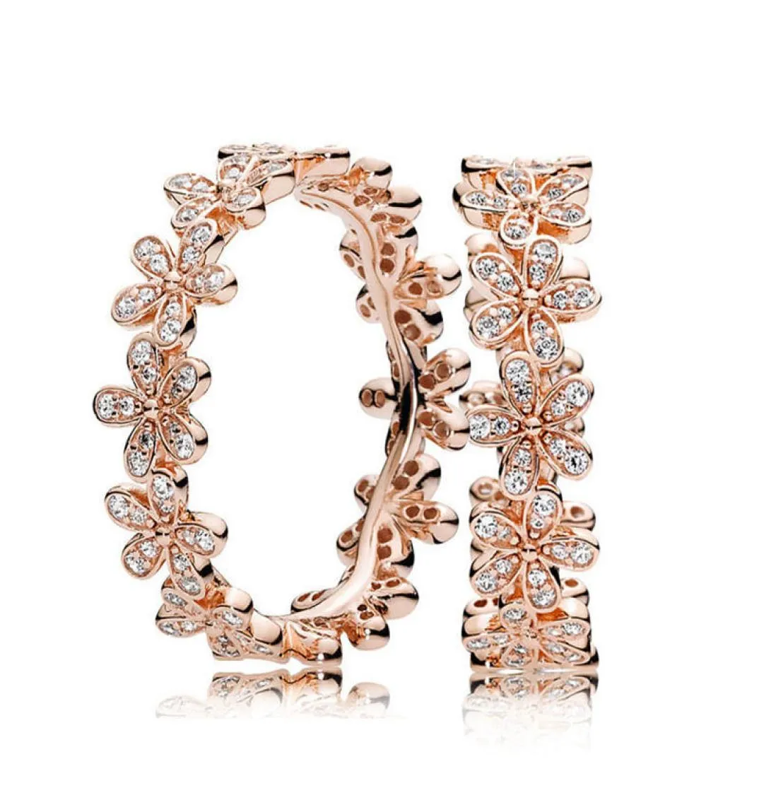 Band 925 S P ring Rose Gold Dazzling Daisy Flower Chain with Crystal Rings for Women Wedding Party Jewelry Soo2z Nizgq2607772