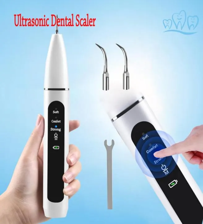 구강 위생 하얀색을위한 물이없는 치아 세정 도구 sculus tartar scaler 휴대용 고주파 VIBR3392467