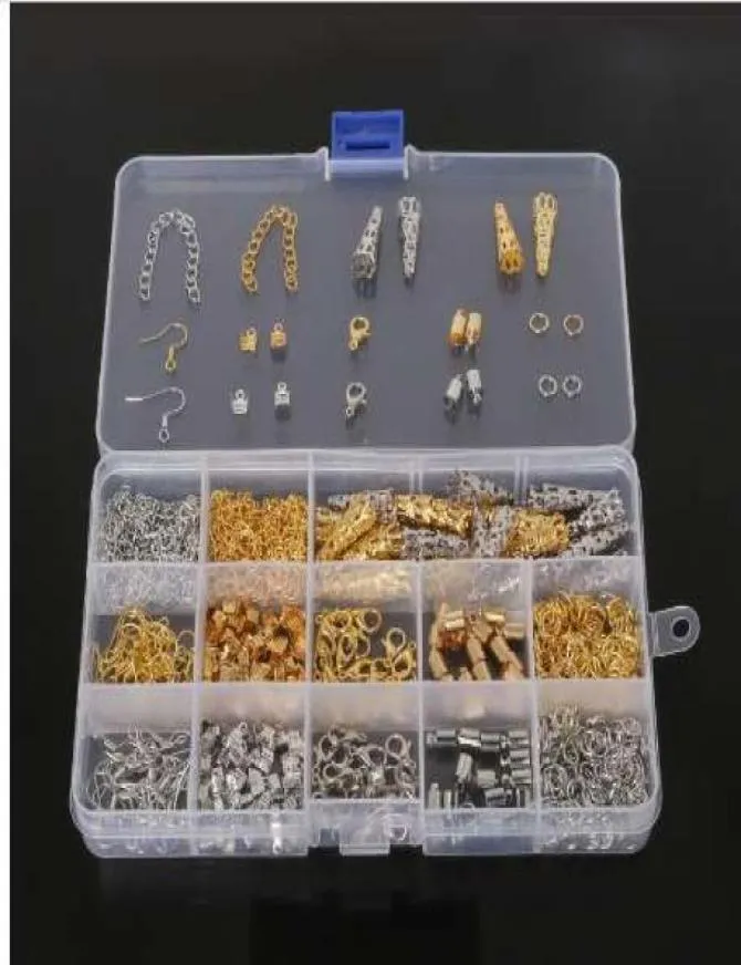 DIY Sieraden Bevindingen Kit Kraal Caps Oorbel Haak Karabijn Eindkap Ringetjes Knijpkralen Verlengketting voor het maken van sieraden1623161