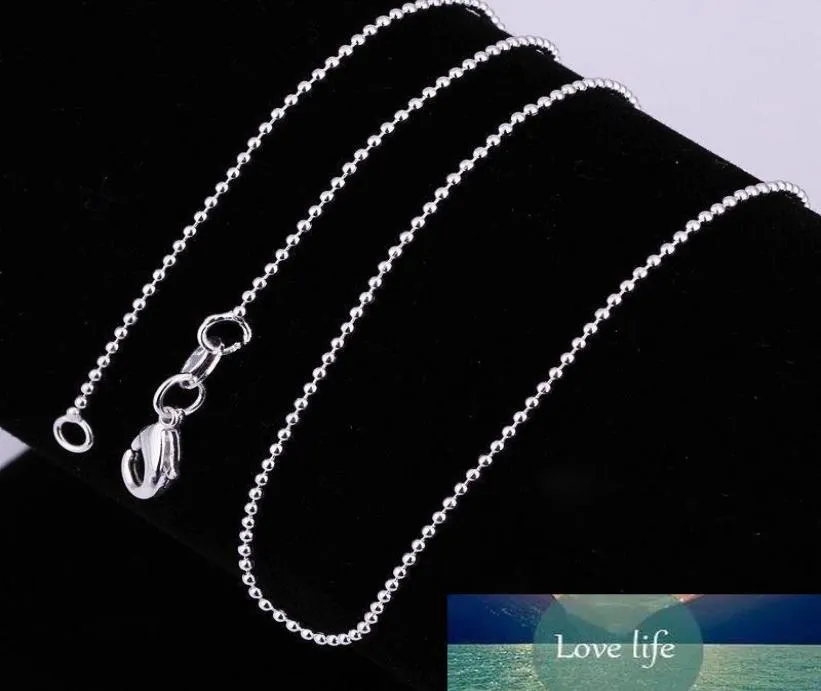 10pcllot 925 srebrne łańcuchy koralików kulowych łańcuchy naszyjniki biżuteria 1630quot8621180