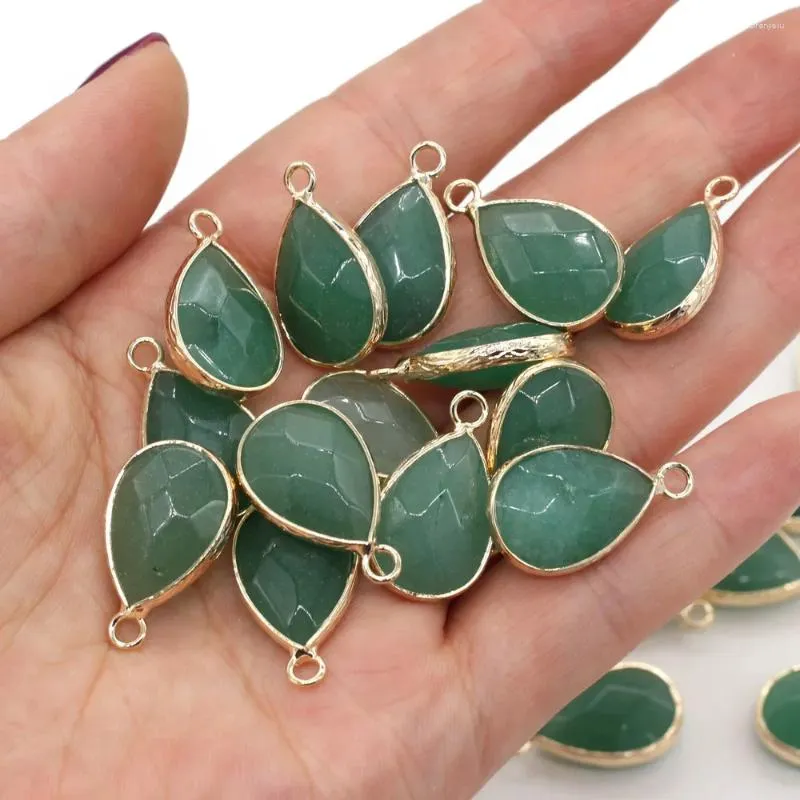 Pendentif Colliers Pierre Naturelle Facettes Vert Aventurine Pendentifs Forme De Goutte D'eau Charmes Pour La Fabrication De Bijoux DIY Boucle D'oreille Collier