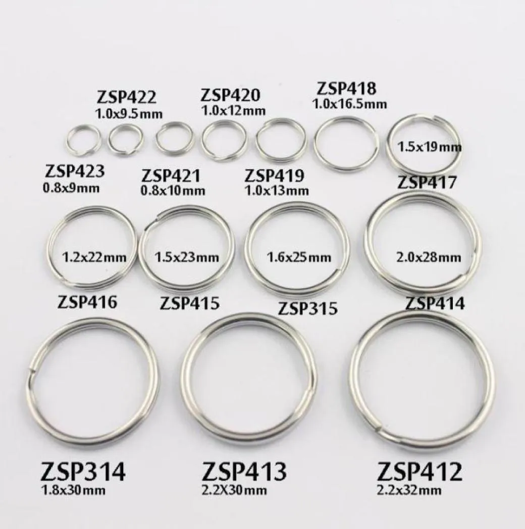 Schlüsselanhängerring 9 mm, 95 mm, 10 mm, 12 mm, 1316532 mm, geteilter Doppelschleifenring aus Edelstahl, kann DIY-Schmuck mischen, 100 Stück, 500 Stück, Los ZSP481468922291715