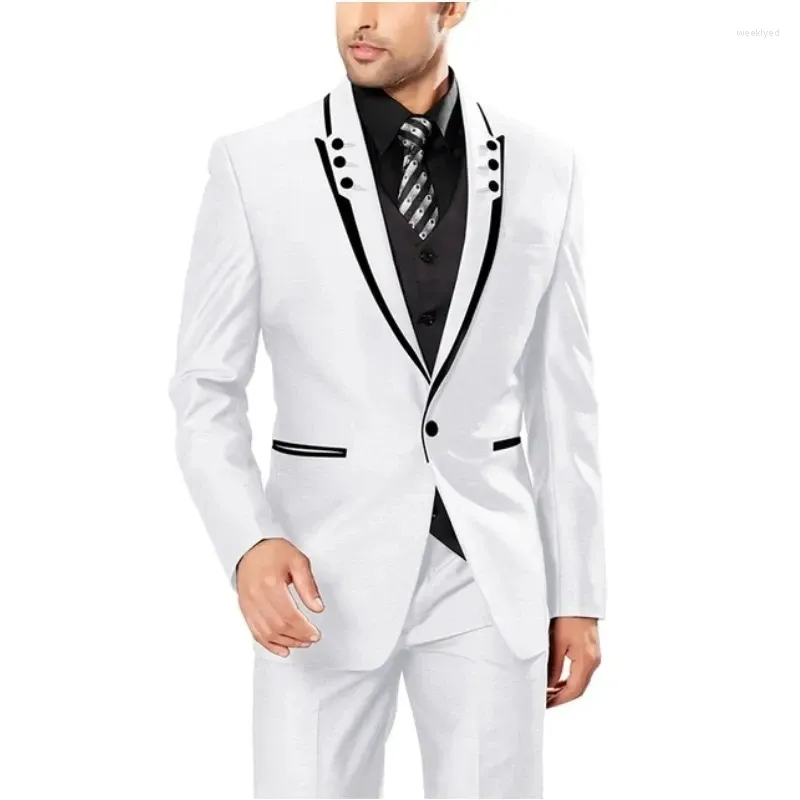 Herrkoppling italiensk designverksamhet för män bröllop groom prom klänning slitar tuxedos dräkt homme pour mariage 3 pc set trajes de hombre