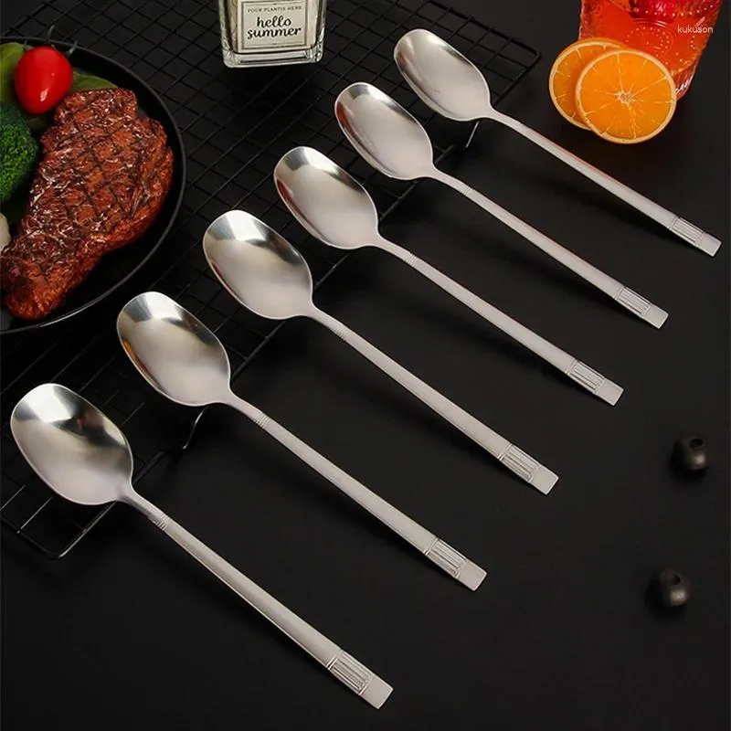 Cucharas de té de 20 y 4,2 cm con mango largo, cuchara para colgar en la pared, de acero inoxidable, para mezclar postres, helado, café, agitar, vajilla para fiesta